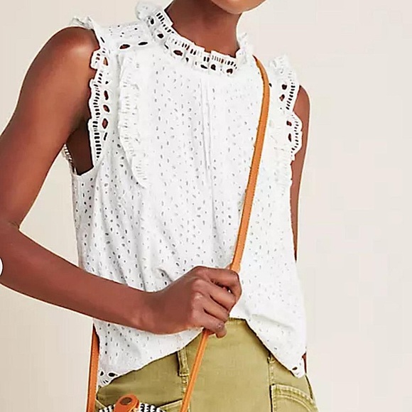 Maeve Tops - Anthropologie Maeve Tilly Eyelet Blouse in White US size 8